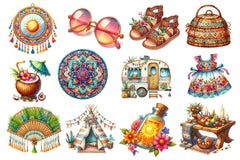 Bohemian Summer Clipart Bundle - CraftNest - Digital Crafting and Art