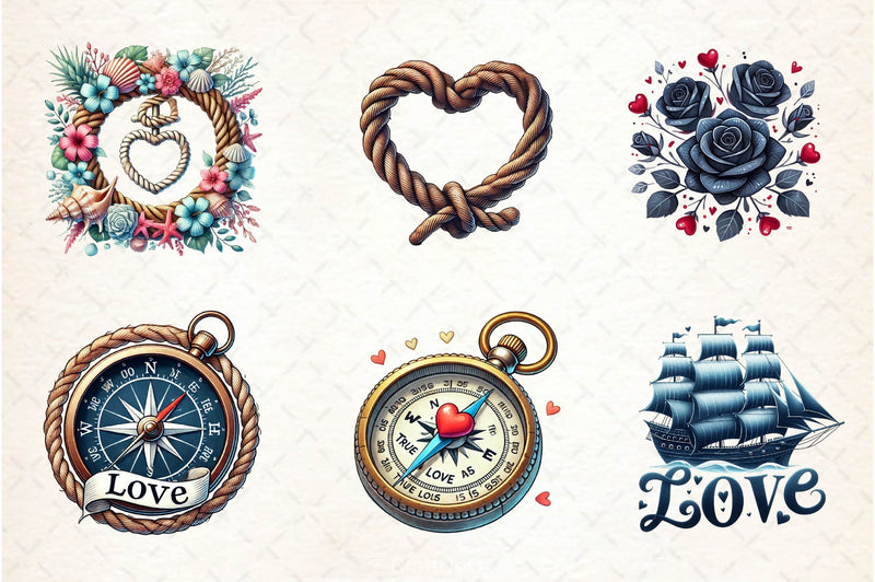 Navy Valentine Clipart Bundle - CraftNest - Digital Crafting and Art