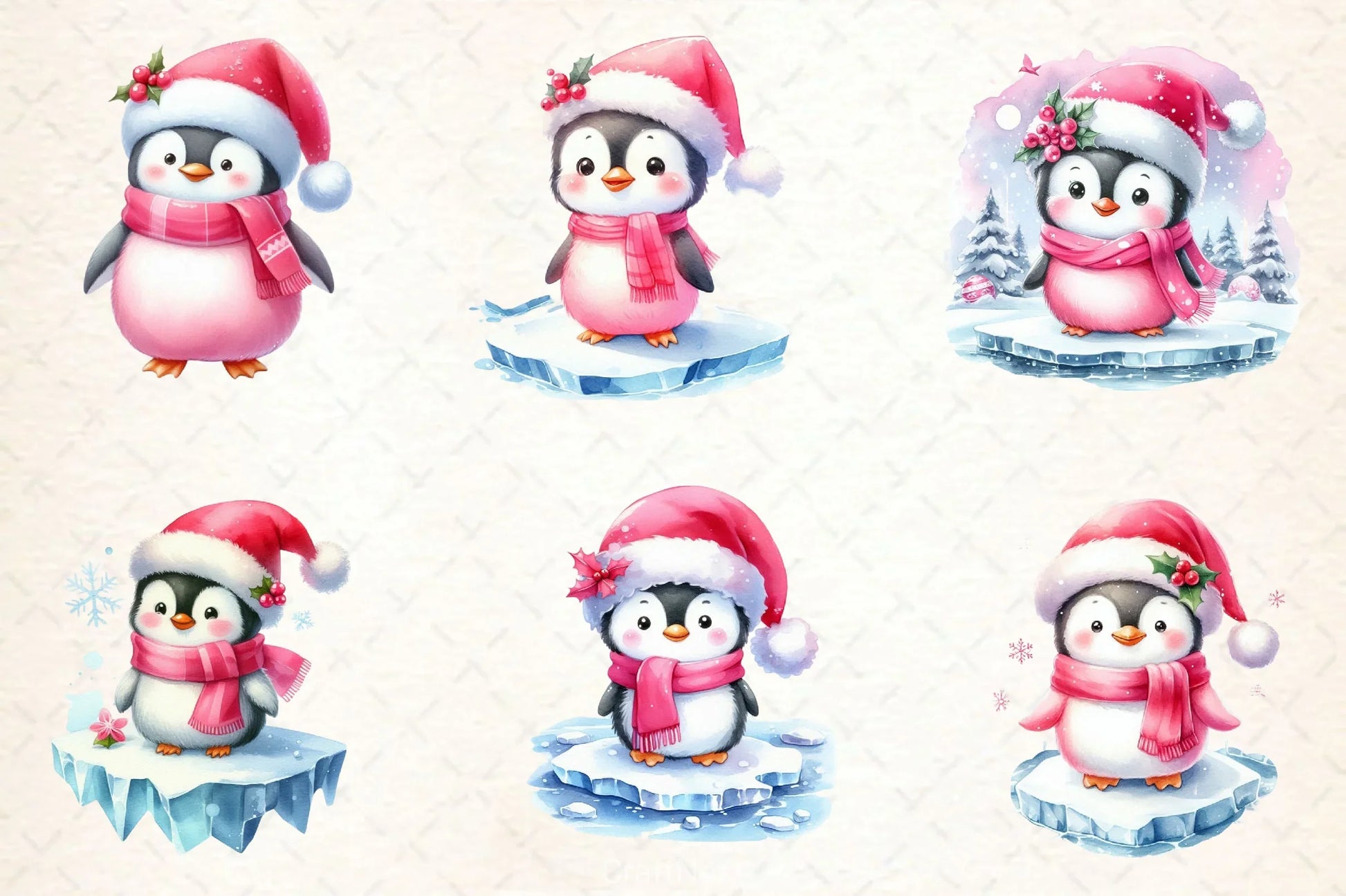 Pink Penguin Christmas Clipart Bundle - CraftNest - Digital Crafting and Art