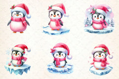 Pink Penguin Christmas Clipart Bundle - CraftNest - Digital Crafting and Art