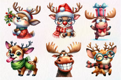 Quirky Reindeer Funny Moose Clipart Bundle - CraftNest - Digital Crafting and Art