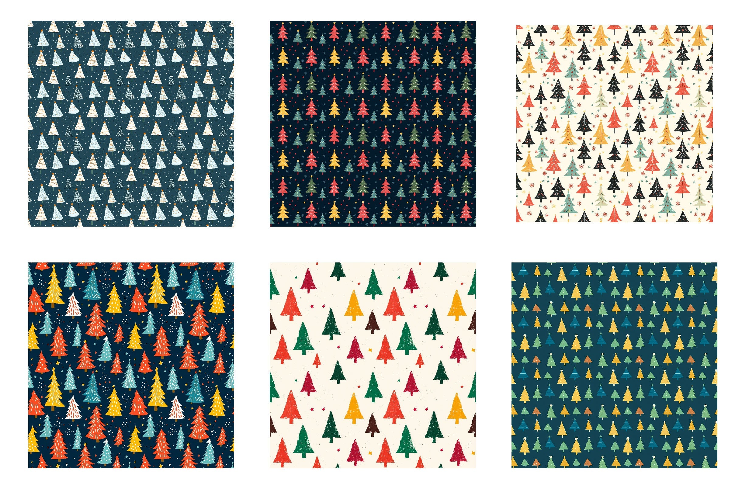 Christmas Tree Seamless Pattern Digital Paper - CraftNest - Digital Crafting and Art