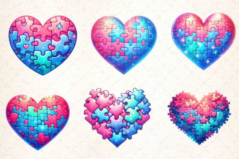 Puzzle Heart Clipart Bundle - CraftNest - Digital Crafting and Art