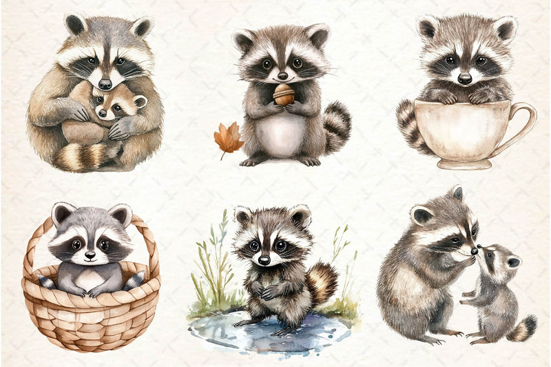 Raccoon Kit Clipart Bundle 2 - CraftNest - Digital Crafting and Art