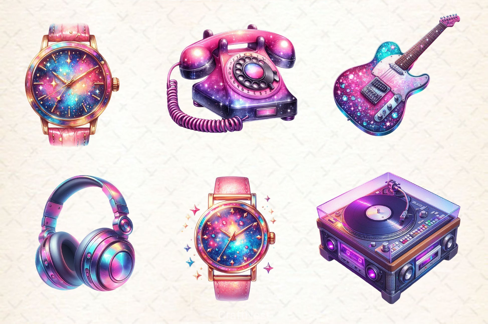 Neon Retro Pink Elements Clipart Bundle 2 - CraftNest - Digital Crafting and Art