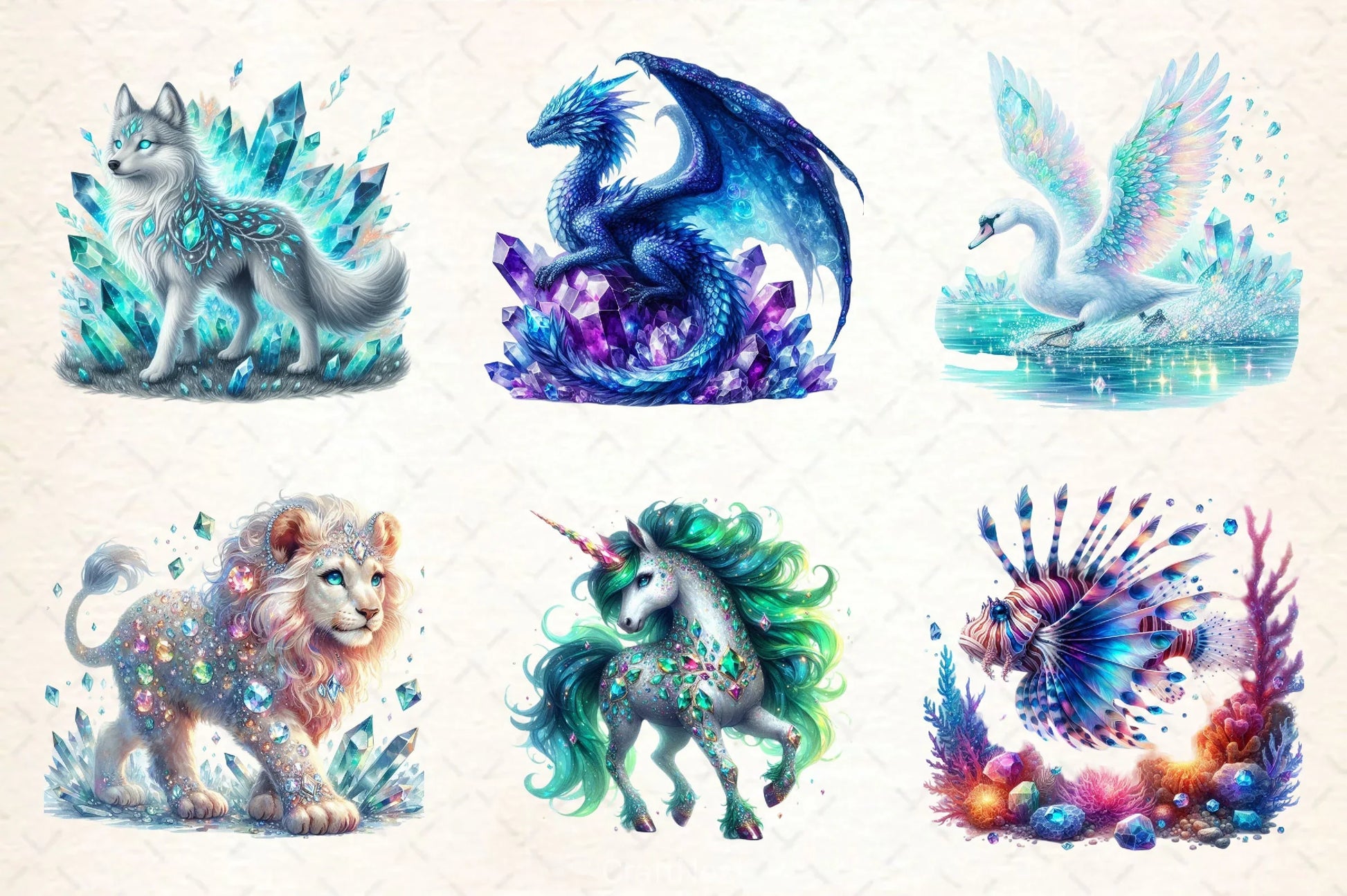 Gemstone Fantasy Animals Clipart Bundle - CraftNest - Digital Crafting and Art