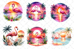 Tropical Sunset Flamingo Clipart Bundle 2 - CraftNest - Digital Crafting and Art