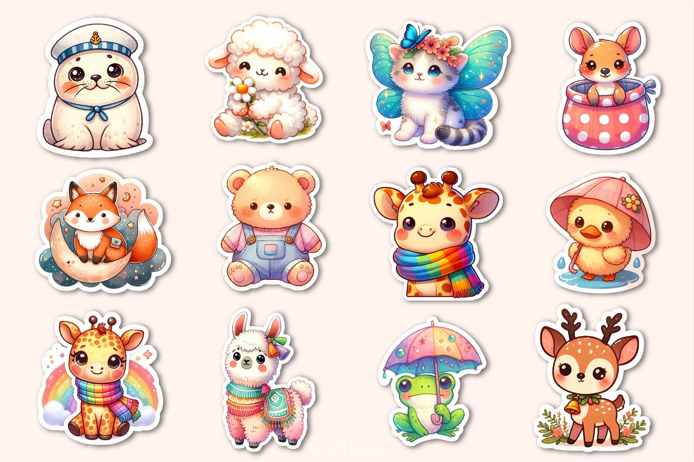 Cute Animals Clipart Bundle 7 - CraftNest - Digital Crafting and Art