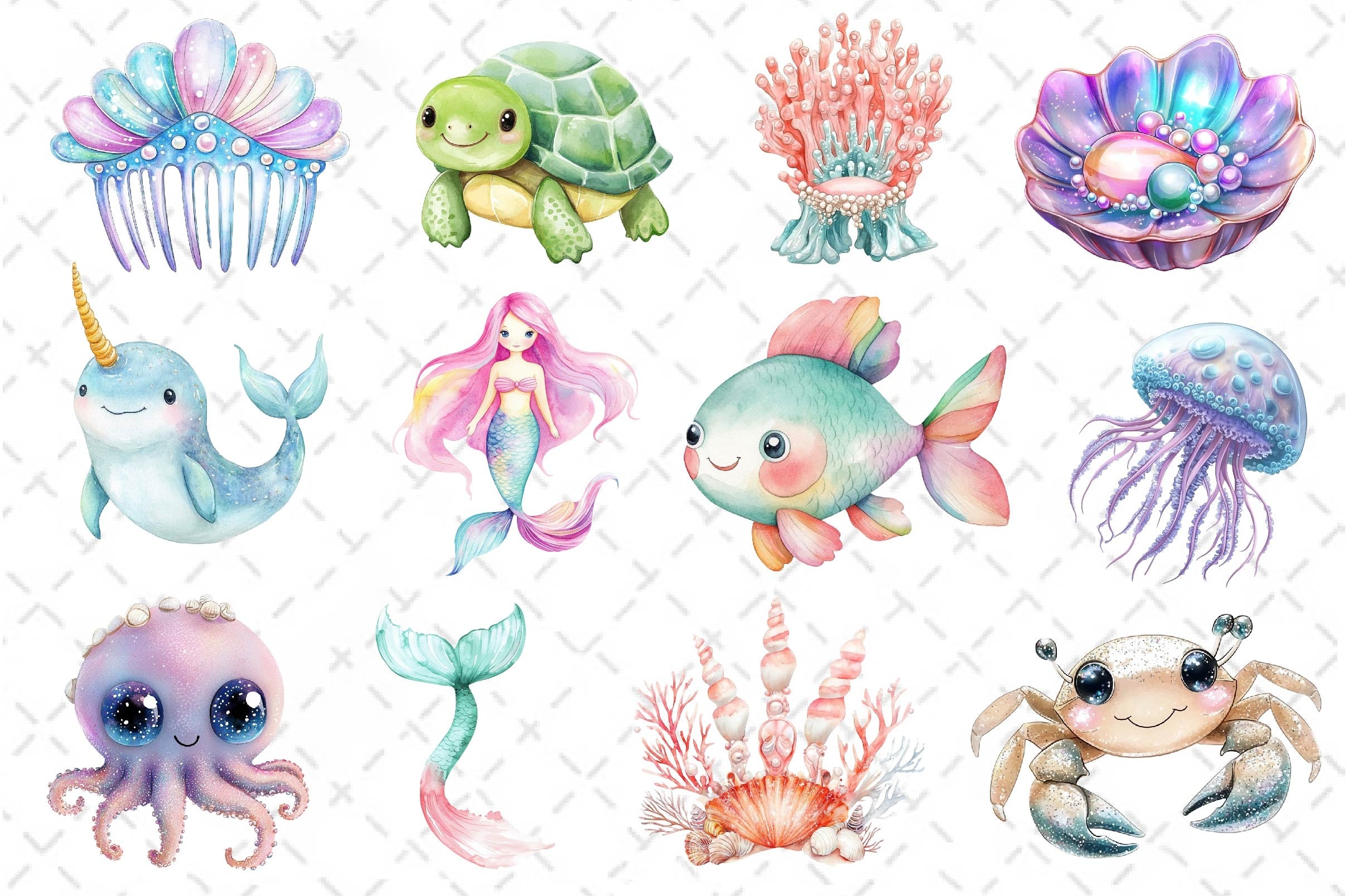 Little Mermaid Under The Sea Clipart Bundle 2 - CraftNest - Digital Crafting and Art