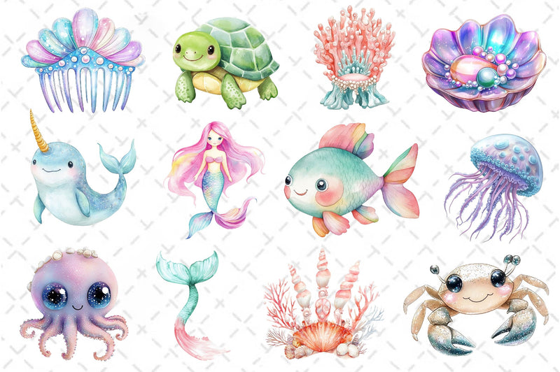 Little Mermaid Under The Sea Clipart Bundle 2 - CraftNest - Digital Crafting and Art