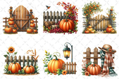 Fall Pumpkin Fence Clipart Bundle 3 - CraftNest - Digital Crafting and Art