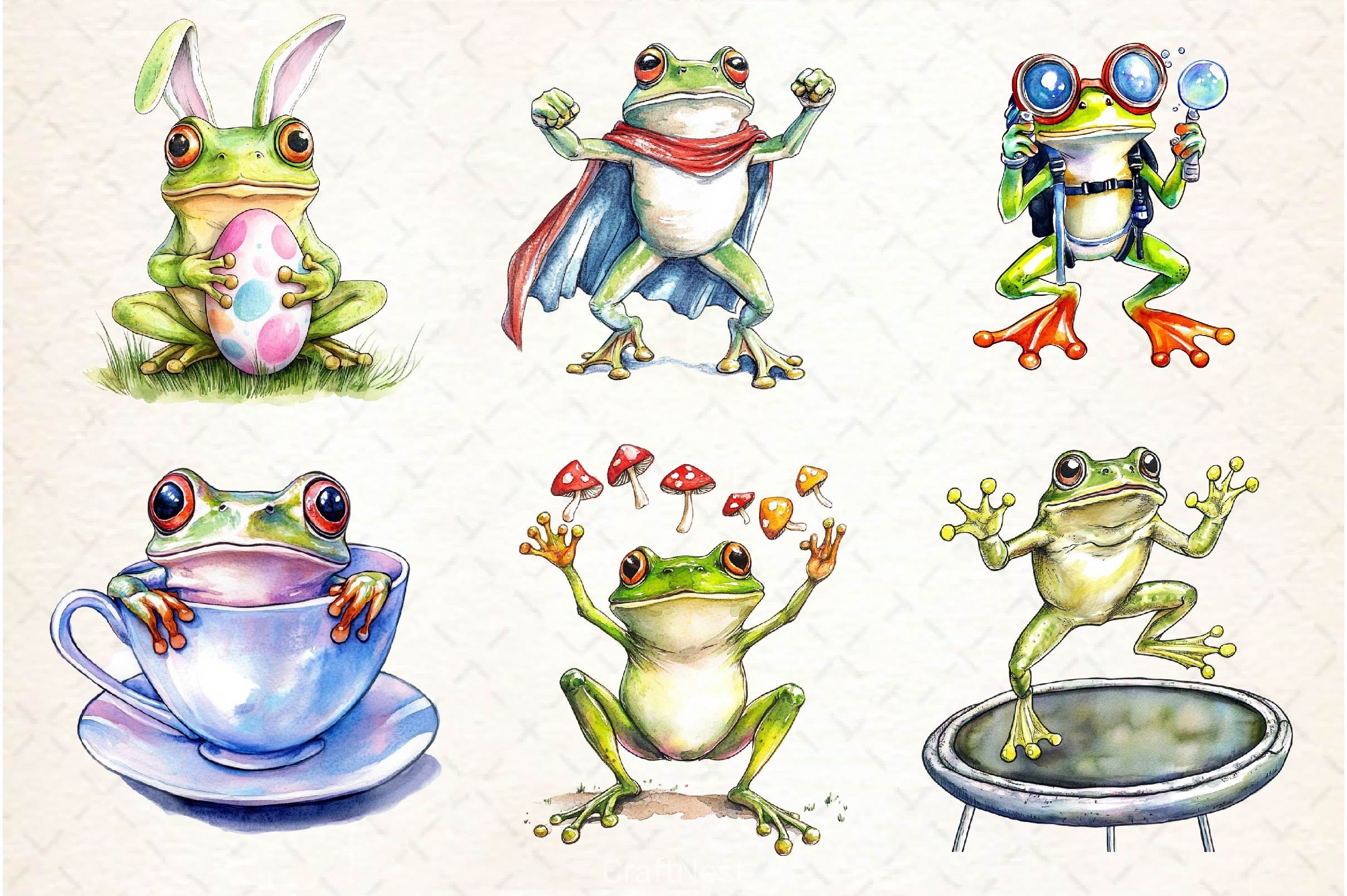 Funny Frog Clipart Bundle 2 - CraftNest - Digital Crafting and Art