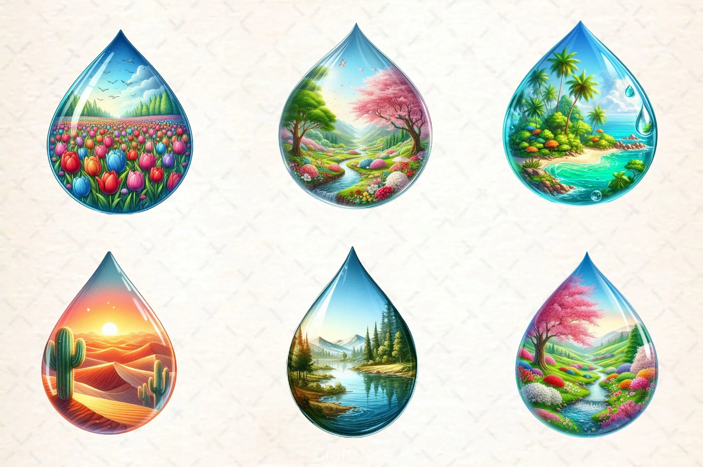 Landscape Water Droplet Clipart Bundle 2 - CraftNest - Digital Crafting and Art