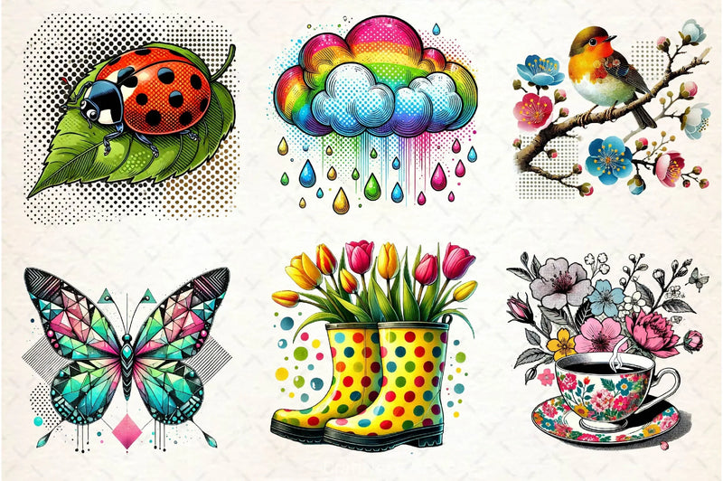 Pop Art Spring Day Clipart Bundle - CraftNest - Digital Crafting and Art