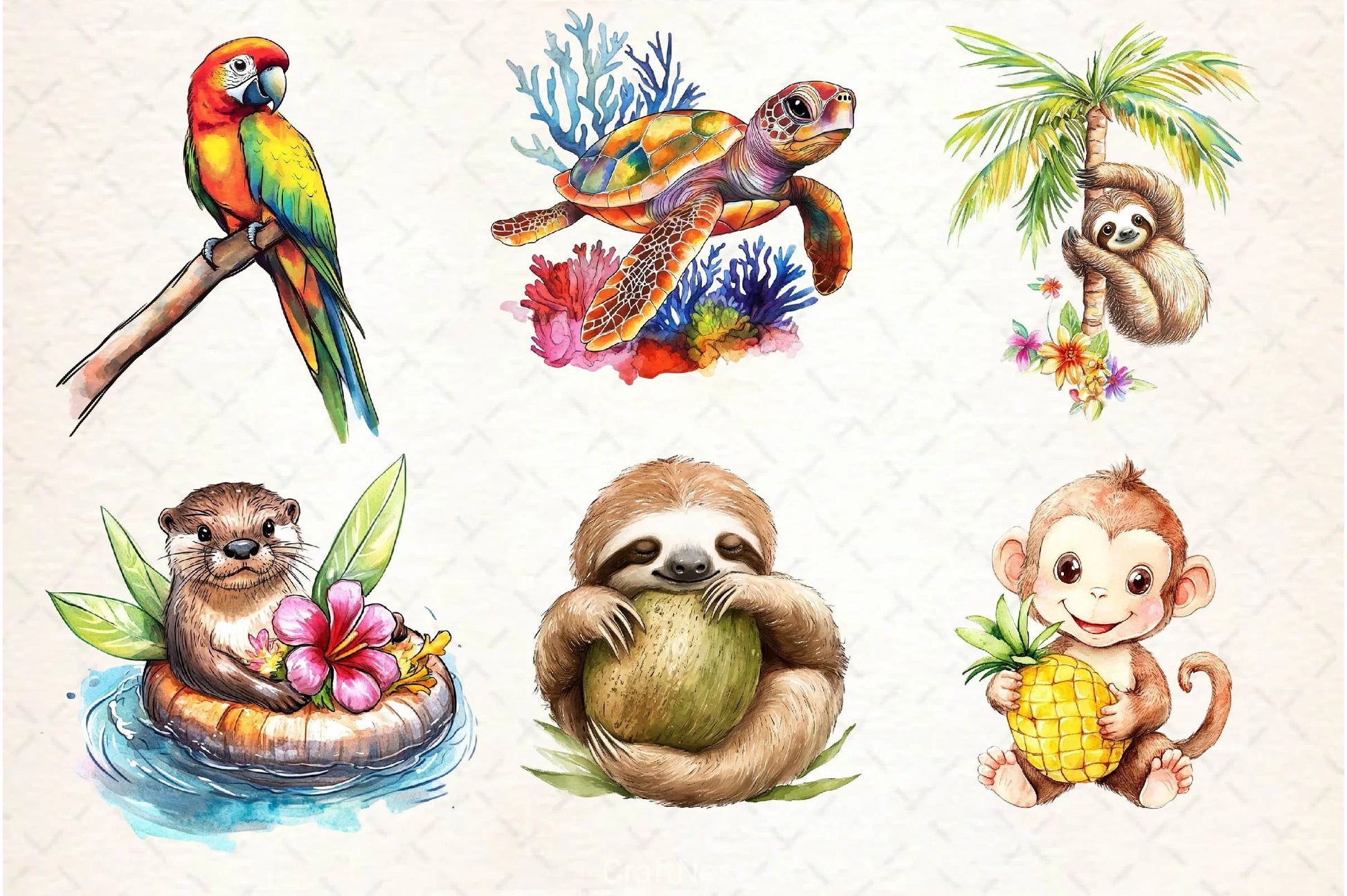 Cute Tropical Animal Clipart Bundle - CraftNest - Digital Crafting and Art