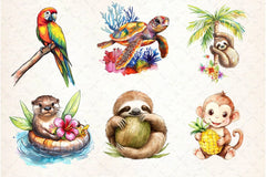 Cute Tropical Animal Clipart Bundle - CraftNest - Digital Crafting and Art