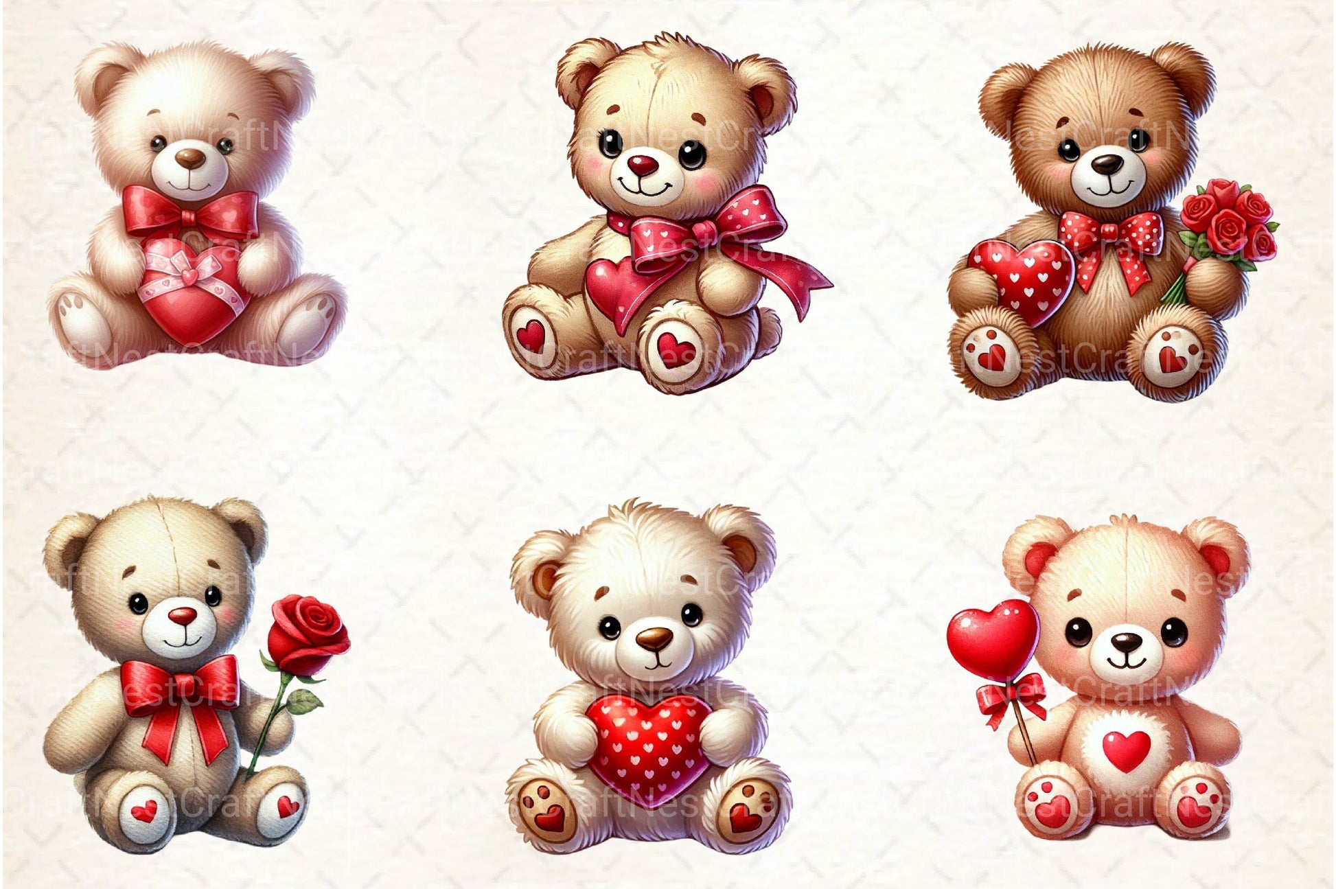 Valentine Teddy Bear Clipart Bundle - CraftNest - Digital Crafting and Art