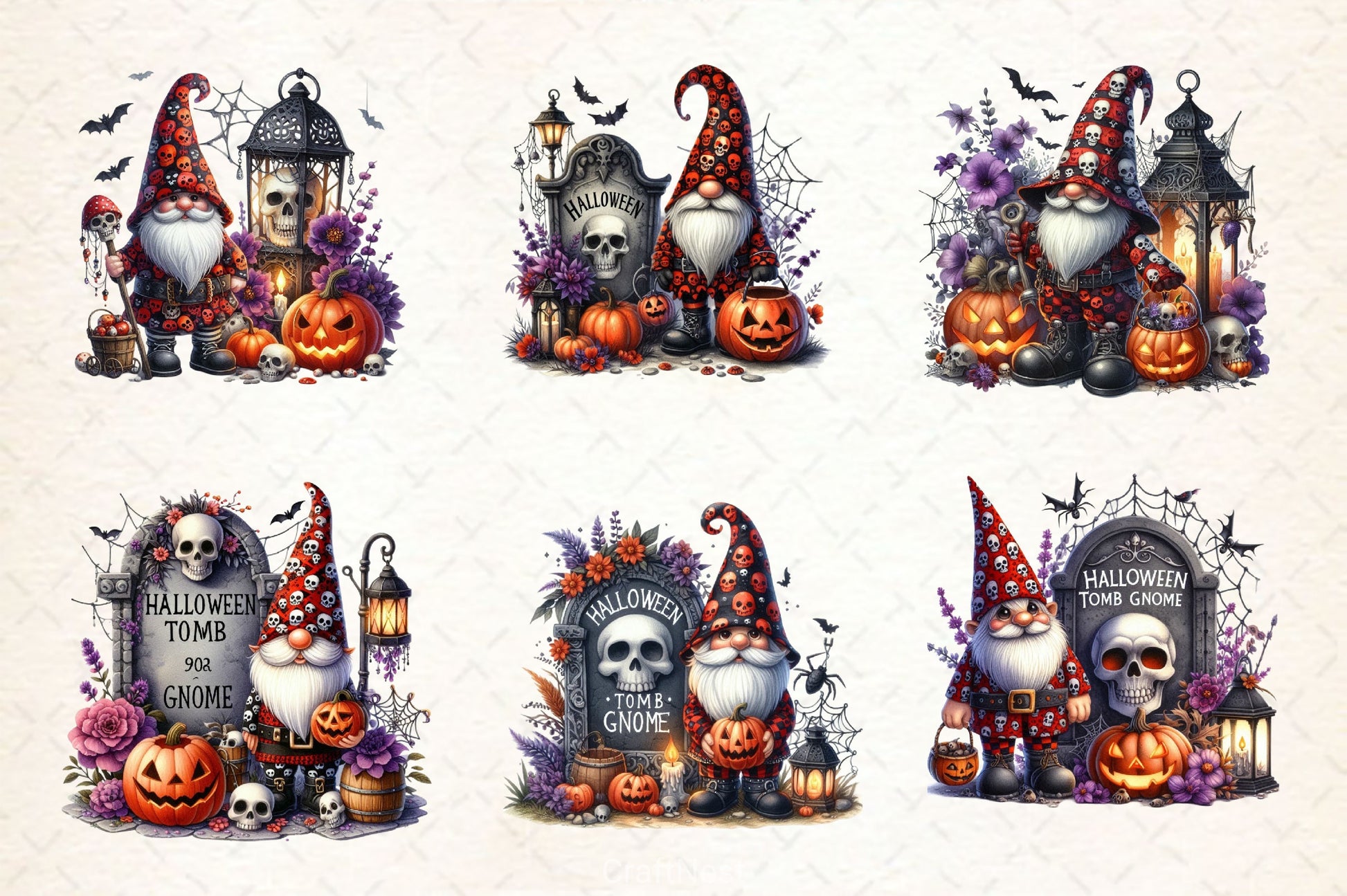 Halloween Gnome With Grave Clipart Bundle - CraftNest - Digital Crafting and Art