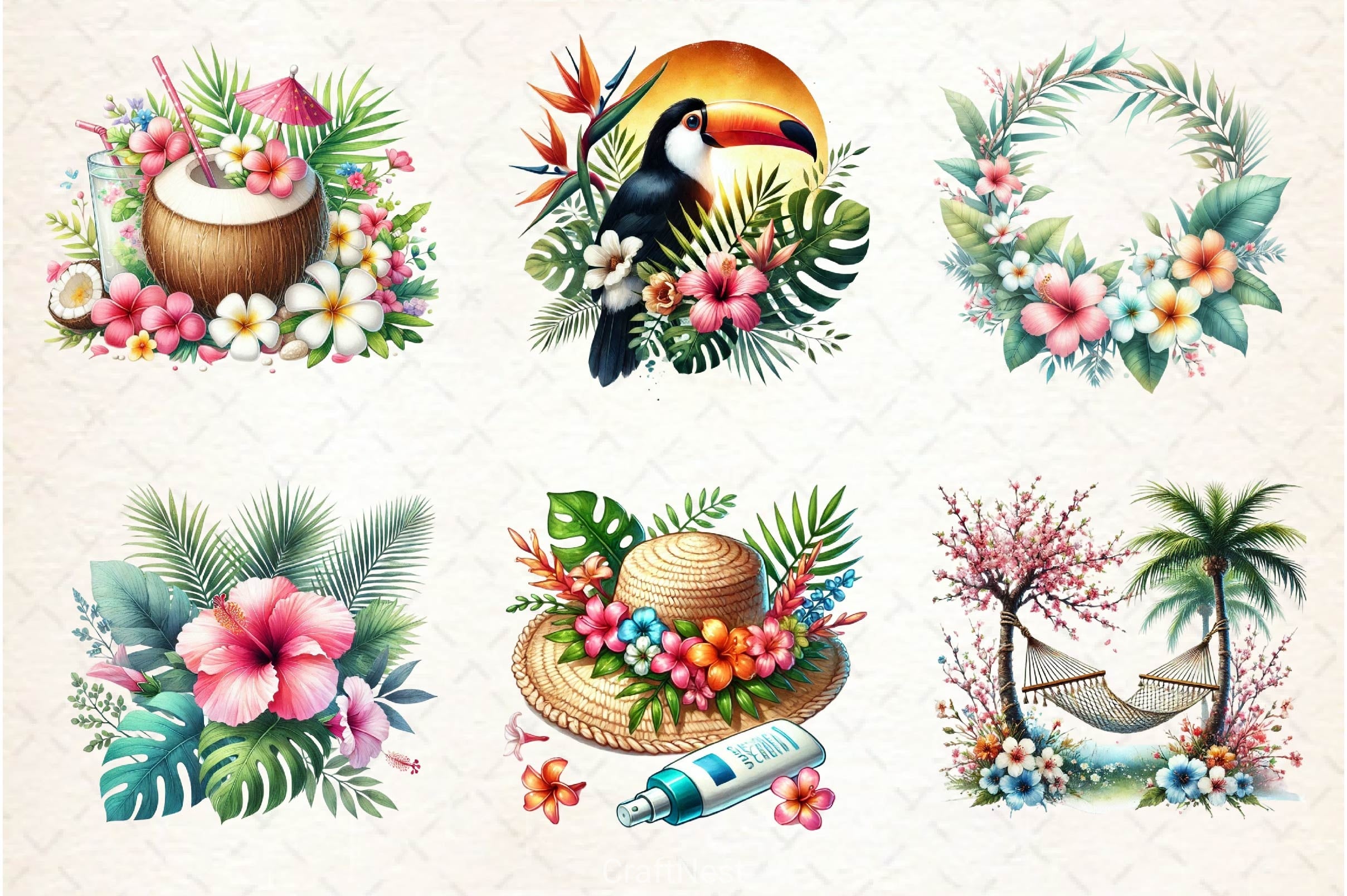 Tropical Spring Clipart Bundle 3 - CraftNest - Digital Crafting and Art