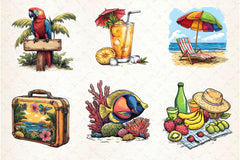 Tropical Summer Vacation Beach Clipart Bundle - CraftNest - Digital Crafting and Art