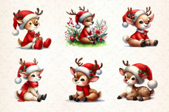 Cute Deer Christmas Clipart Bundle - CraftNest - Digital Crafting and Art