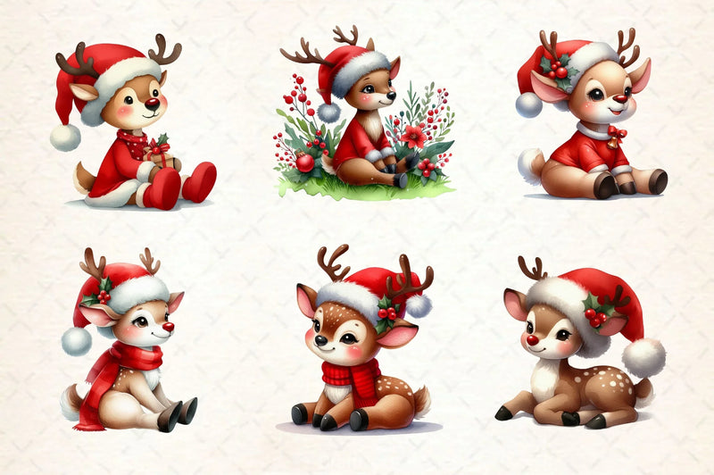 Cute Deer Christmas Clipart Bundle - CraftNest - Digital Crafting and Art