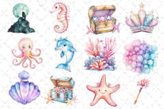 Little Mermaid Under The Sea Clipart Bundle 2 - CraftNest - Digital Crafting and Art