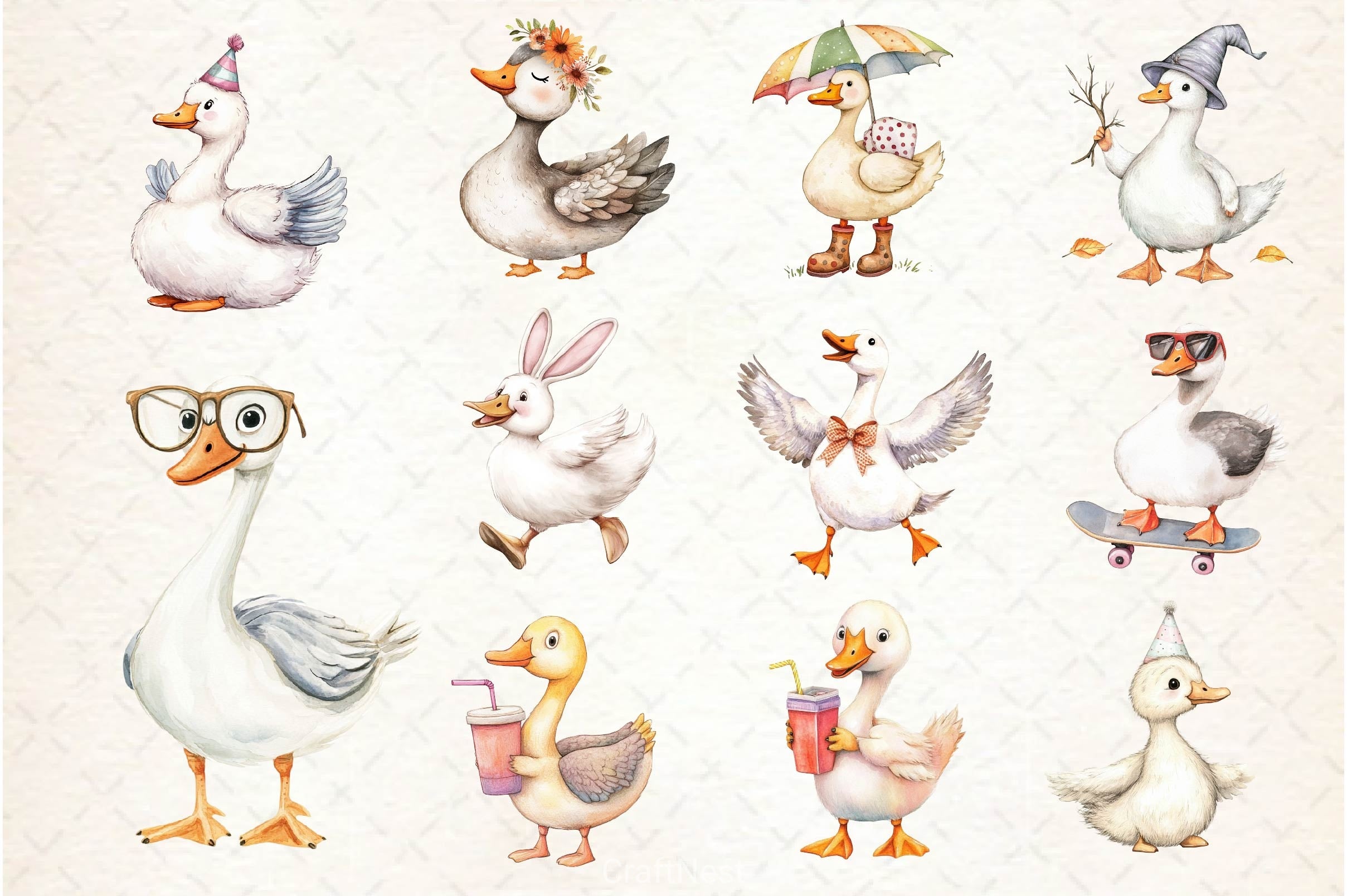 Silly Goose Clipart Bundle 5 - CraftNest - Digital Crafting and Art