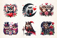 Valentine Gothic Owls Clipart Bundle 3 - CraftNest - Digital Crafting and Art