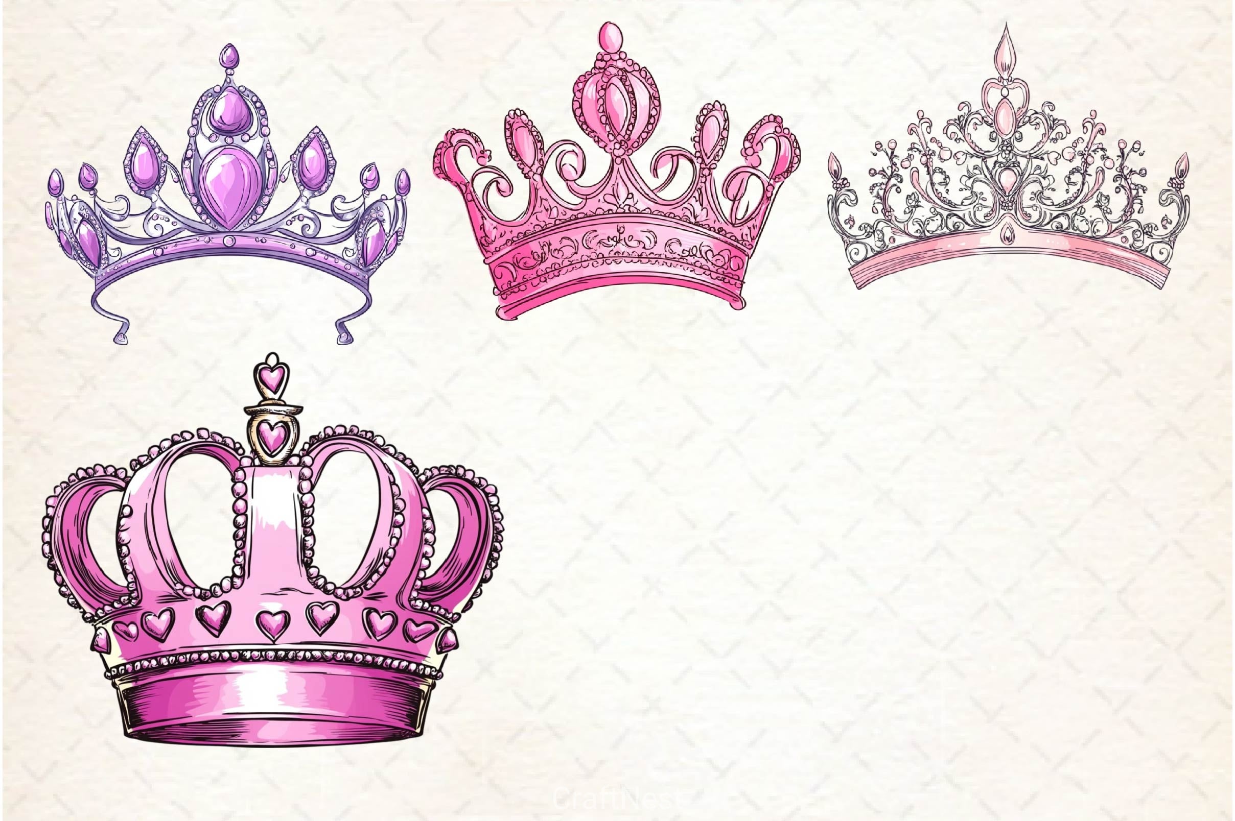 Pink Princess Tiara Clipart Bundle - CraftNest - Digital Crafting and Art