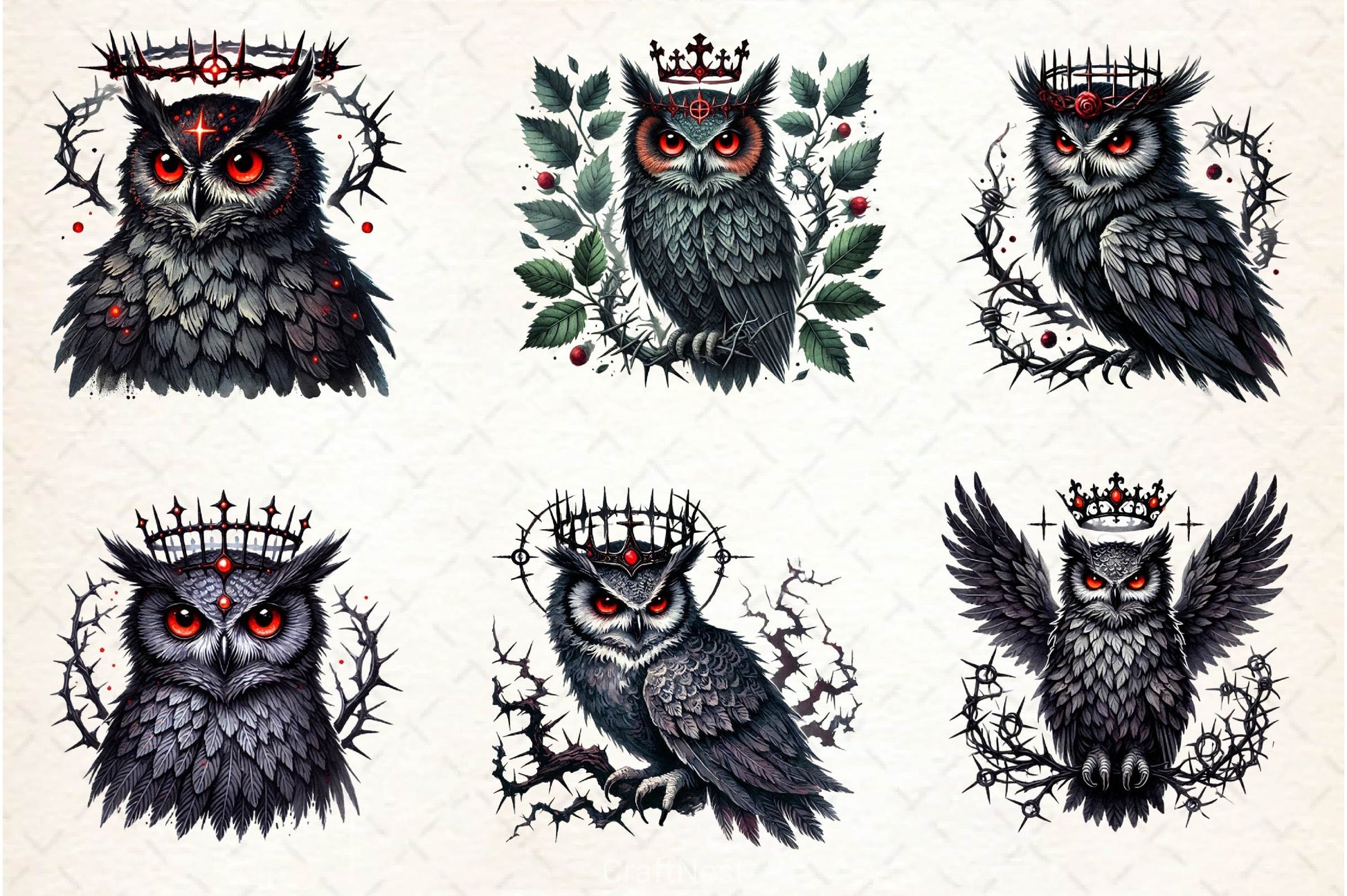 Gothic Owls Clipart Bundle 4 - CraftNest - Digital Crafting and Art