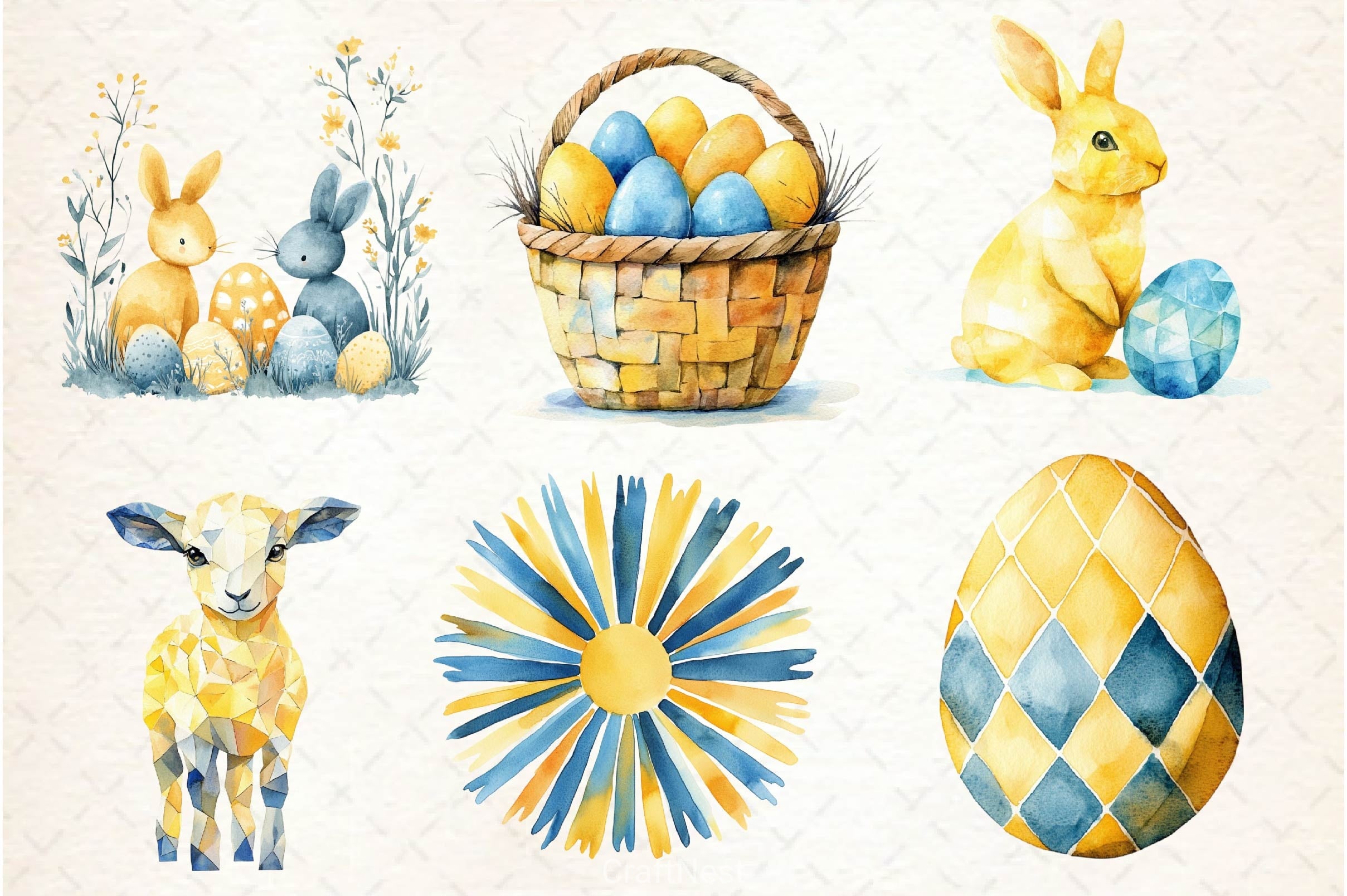 Geometric Pastel Easter Clipart Bundle - CraftNest - Digital Crafting and Art