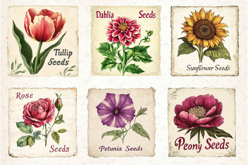 Vintage Flowers Seed Packet Clipart Bundle 2 - CraftNest - Digital Crafting and Art