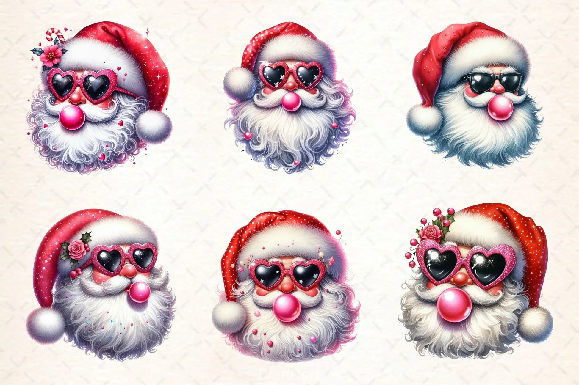 Retro Santa Blowing Bubble Designs Clipart Bundle - CraftNest - Digital Crafting and Art