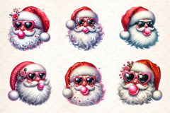 Retro Santa Blowing Bubble Designs Clipart Bundle - CraftNest - Digital Crafting and Art