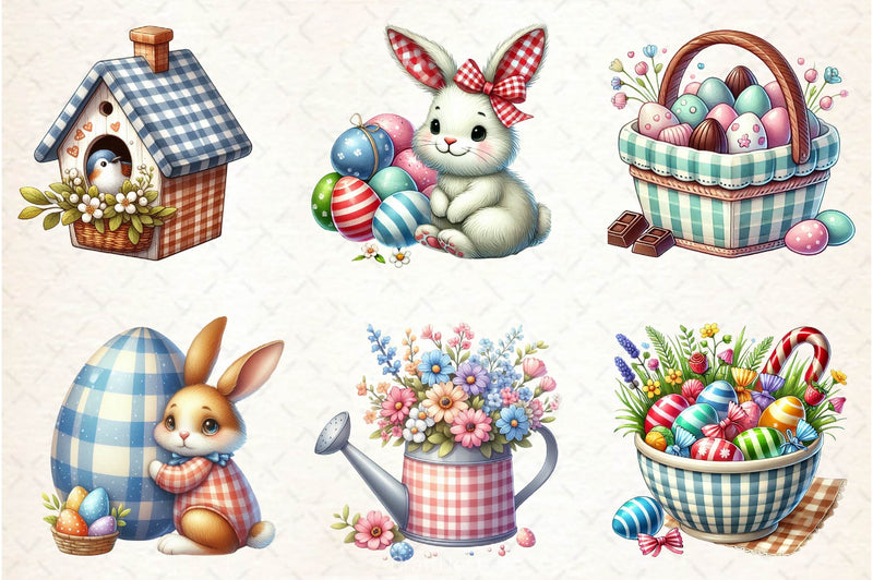 Easter Gingham Ceramic Clipart Bundle - CraftNest - Digital Crafting and Art
