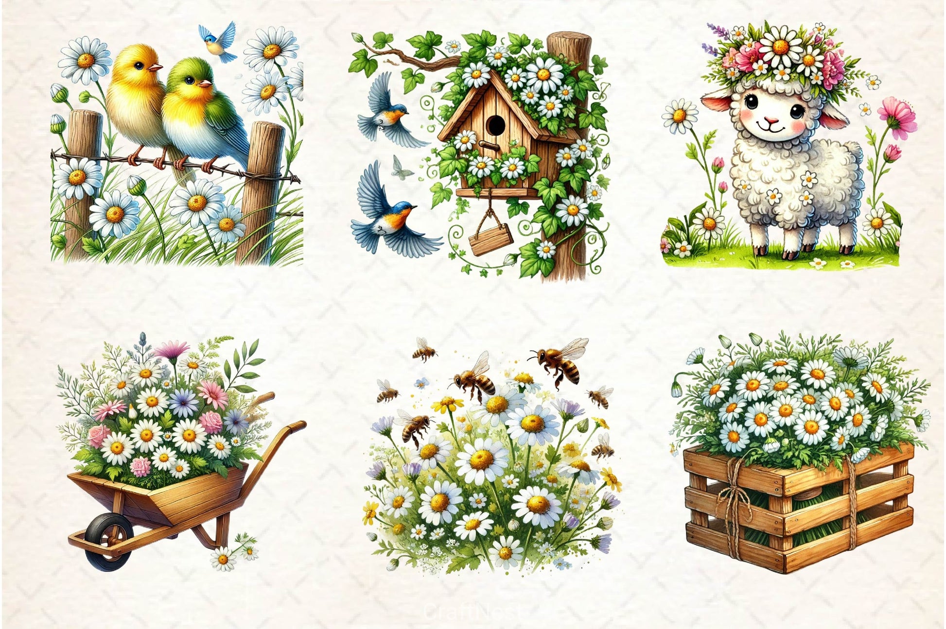 Spring Daisy Farm Clipart Bundle 2 - CraftNest - Digital Crafting and Art