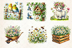 Spring Daisy Farm Clipart Bundle 2 - CraftNest - Digital Crafting and Art