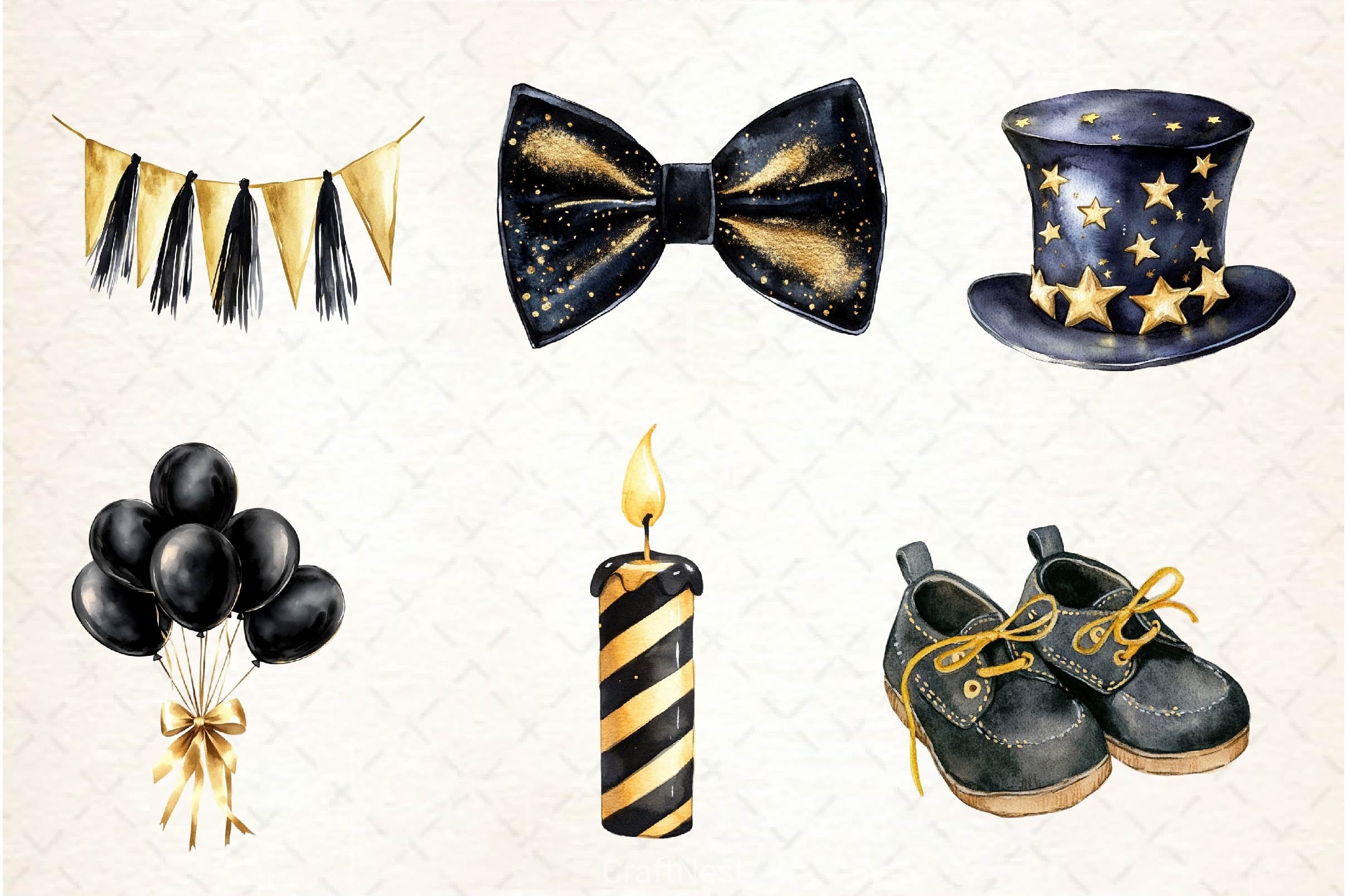 Luxury Black Kids Birthday Clipart Bundle - CraftNest - Digital Crafting and Art