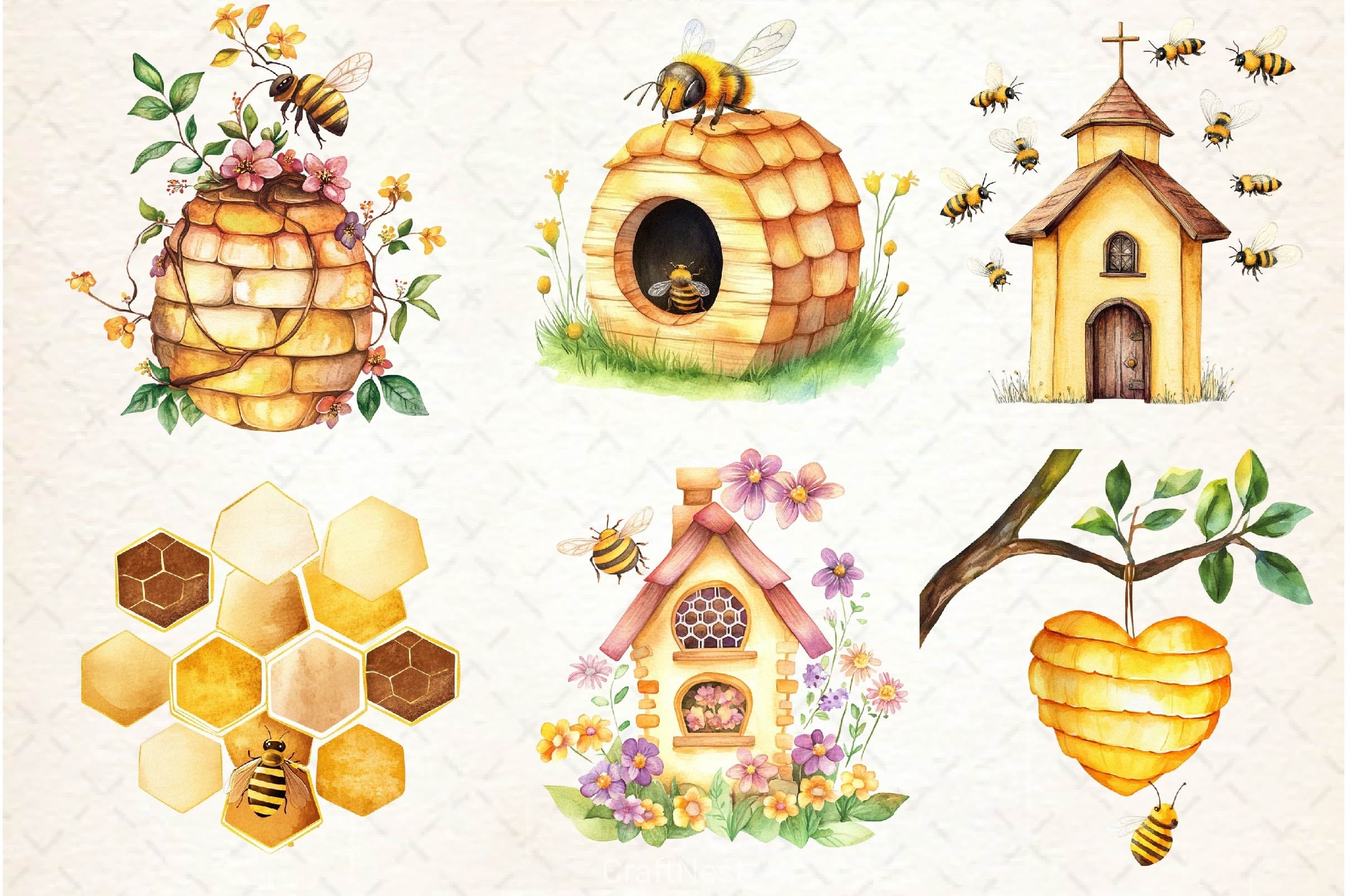 Bee Home Clipart Bundle 2 - CraftNest - Digital Crafting and Art