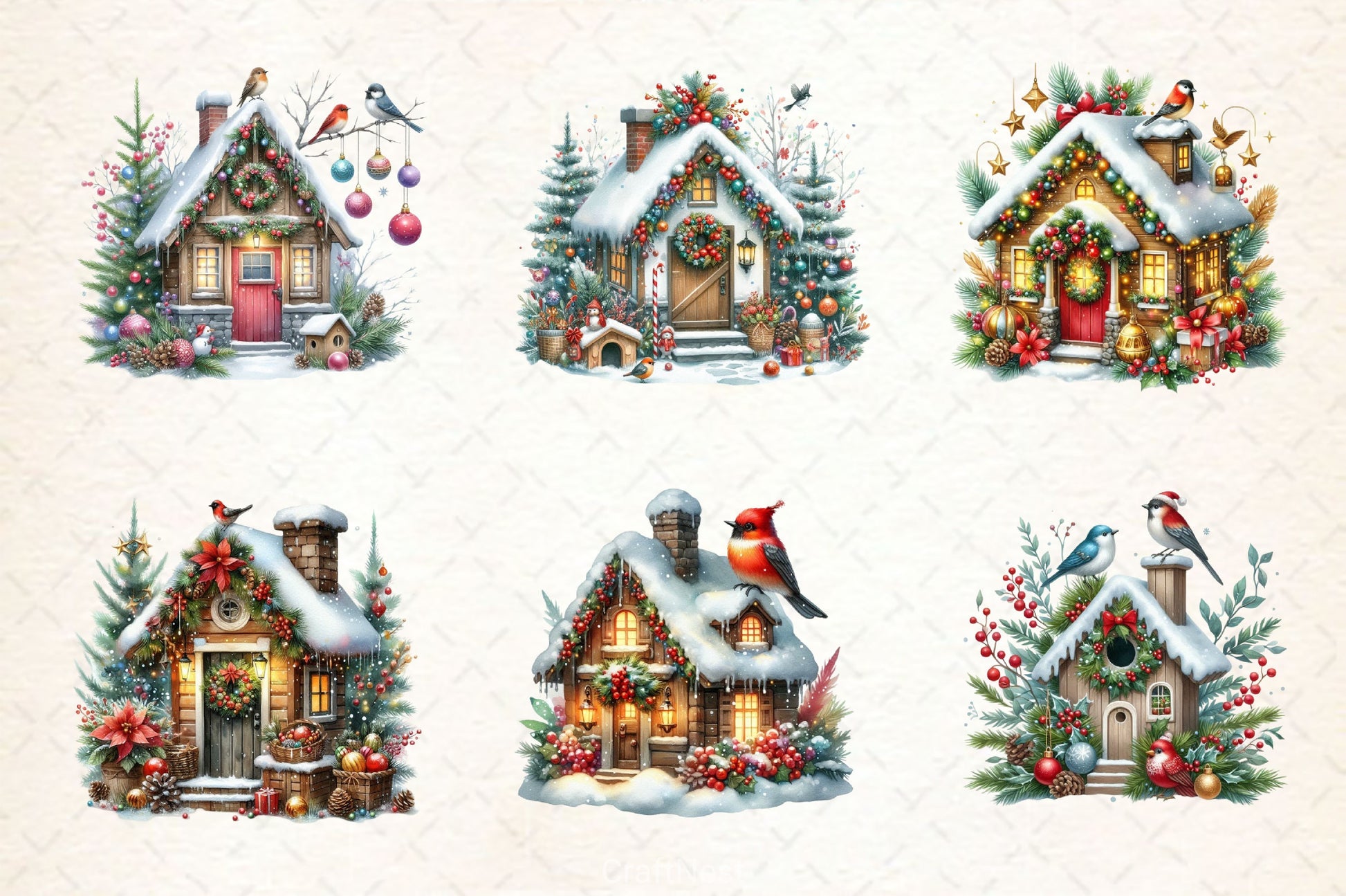 Christmas Bird House Clipart Bundle 3 - CraftNest - Digital Crafting and Art