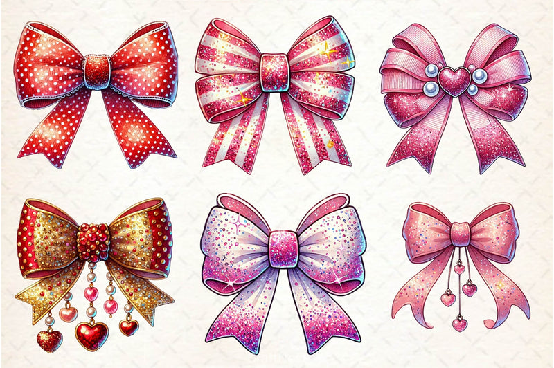 Glitter Coquette Valentine Bow Clipart Bundle - CraftNest - Digital Crafting and Art
