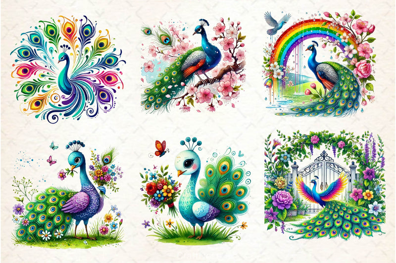 Spring Peacock Clipart Bundle - CraftNest - Digital Crafting and Art