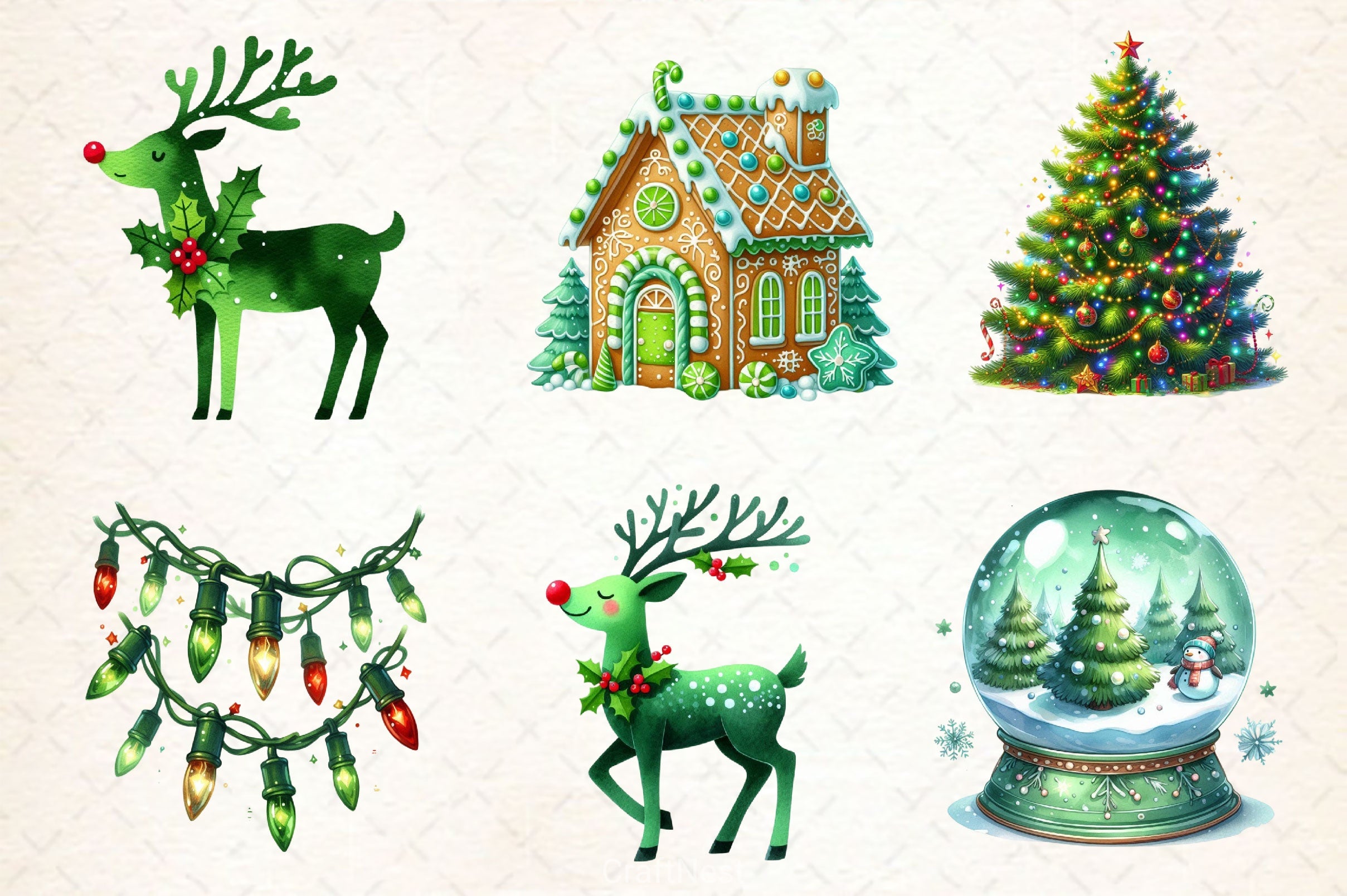 Green Christmas Clipart Bundle 2 - CraftNest - Digital Crafting and Art