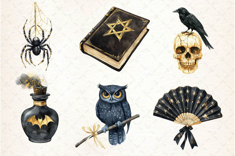 Luxury Black And Gold Halloween Clipart Bundle - CraftNest - Digital Crafting and Art