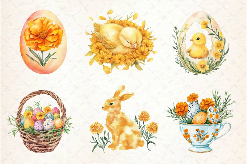 Marigold Easter Clipart Bundle 2 - CraftNest - Digital Crafting and Art