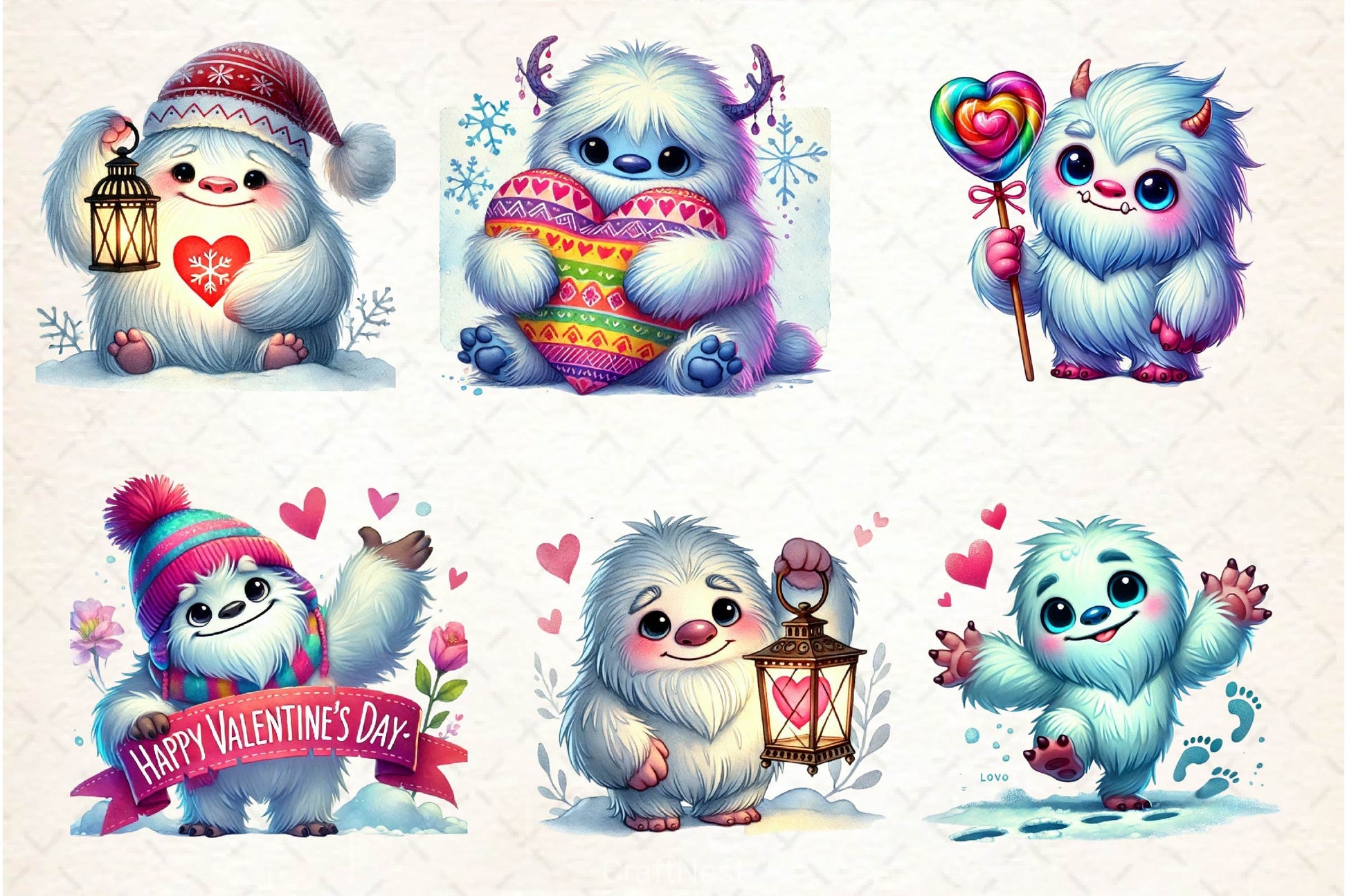 Valentine Cute Yeti Clipart Bundle 2 - CraftNest - Digital Crafting and Art