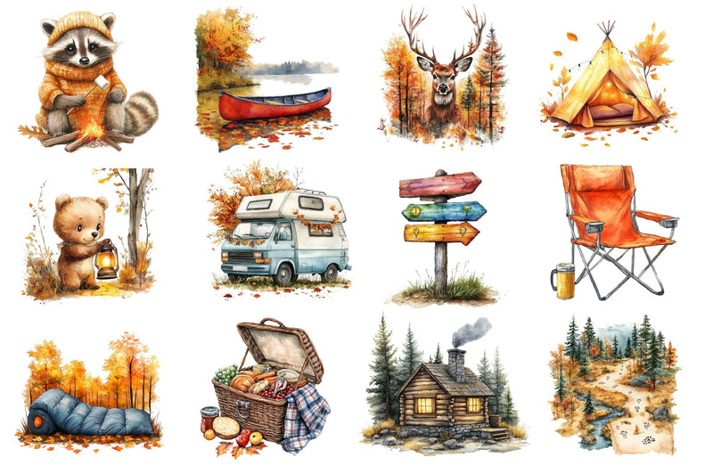 Autumn Camping Trip Clipart Bundle 2 - CraftNest - Digital Crafting and Art