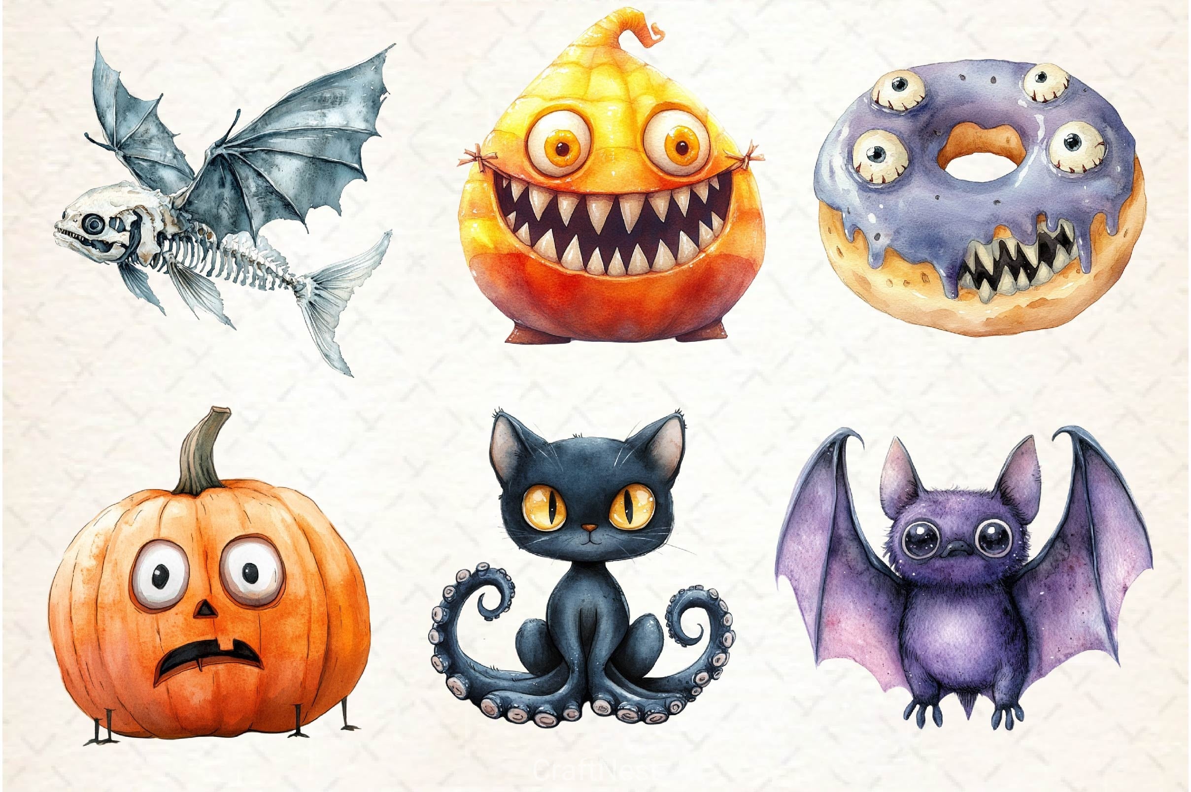 Spooky Weird Halloween Clipart Bundle - CraftNest - Digital Crafting and Art