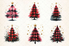 Black Red Plaid Christmas Tree Clipart Bundle - CraftNest - Digital Crafting and Art